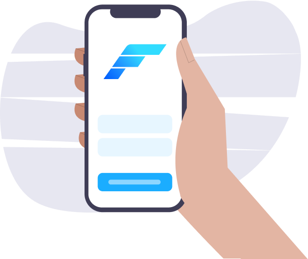 Hand holding a phone with the FillnDrive app open