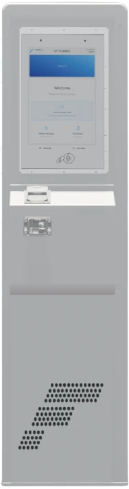 The Ellipse payment terminal, showing its touchscreen, receipt printer and card reader
